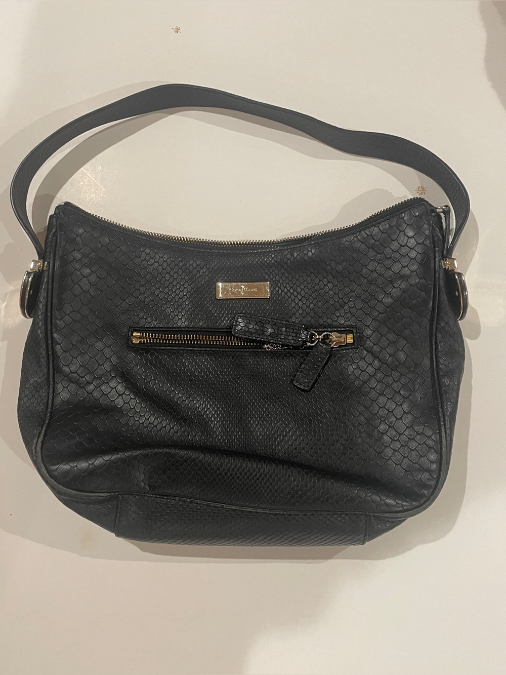 Cole Haan Black Leather Snake pattern shoulder Purse
